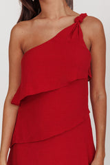Delwyn One-Shoulder Maxi Dress Red