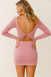 Merlin Long Sleeve Bodycon Mini Dress Blush