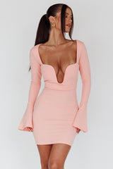 Maris Flared Cuff Mini Dress Baby Pink