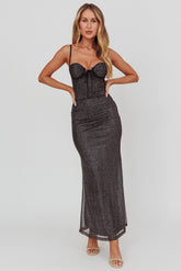 Fortune Bust Tie Maxi Dress Sparkle Black