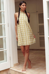 Goldie Halterneck Backless Mini Dress Print