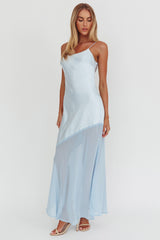 Gilded Dream Chiffon Hem Maxi Dress Baby Blue