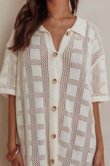 Best Friend Knit Shirt Dress Beige