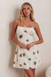 Clara Gathered Bust Mini Dress Rose Beige