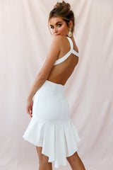 Heartbreaker Open Back Pleated Hem Dress White