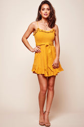 Mika Shirred Bust Swing Dress Mustard