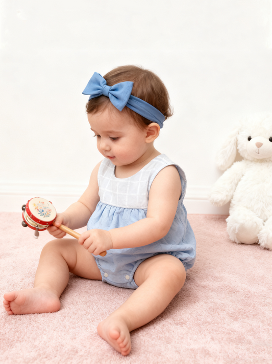 Baby Blue Ribbon Romper (Size 73)