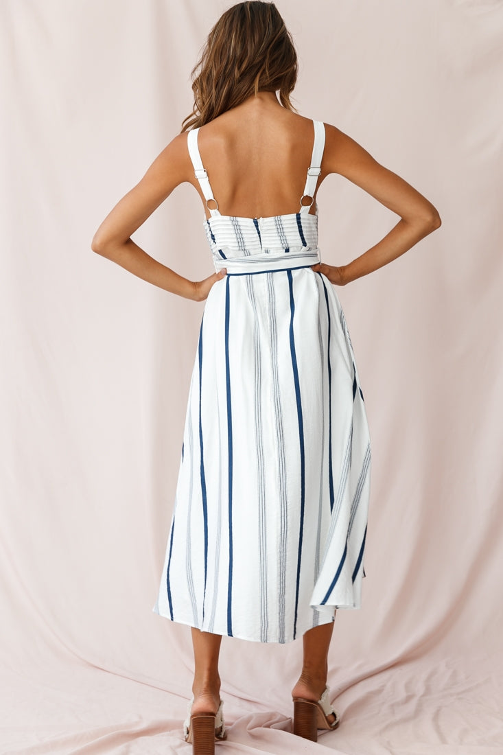 Colmar Wide Strap Midi Dress Navy