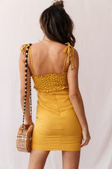 Elle Crochet Bust Mini Dress Mustard