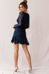 Kyle Long Sleeve Lace Dress Navy