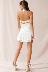 Lazy Days Tied Back Tassel Trim Dress White