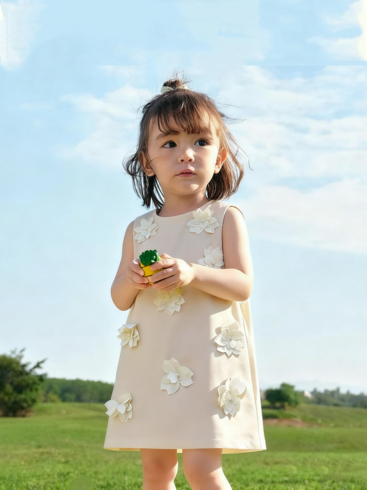 3D Flower Silk Dress (Size 120&130)