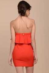 Mailee Bodycon Ruffles Dress Red