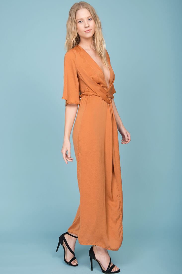 Cleo High Slit Maxi Dress Tan