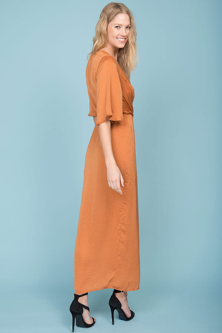 Cleo High Slit Maxi Dress Tan
