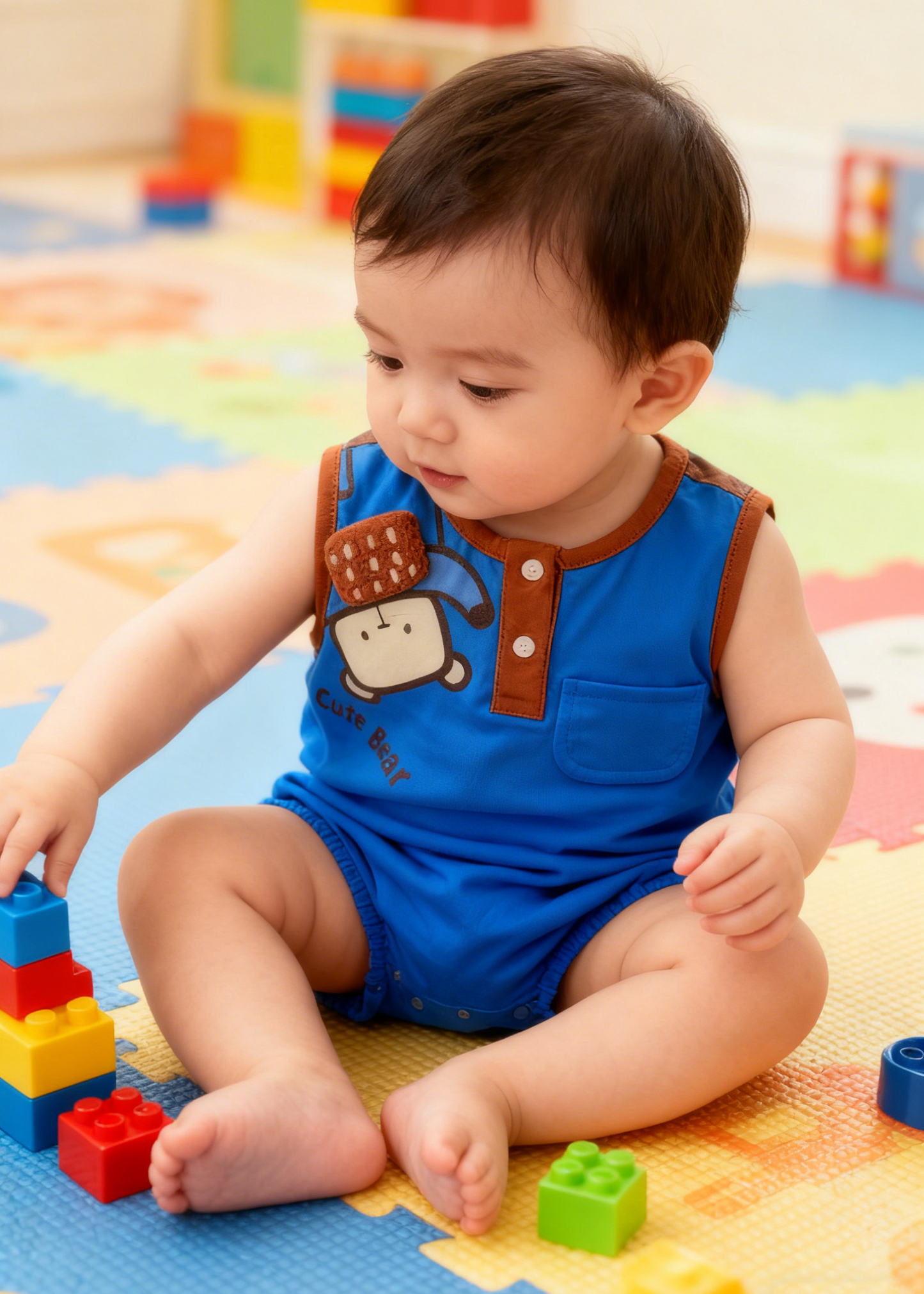 3D Cute Bear Sleeveless Romper