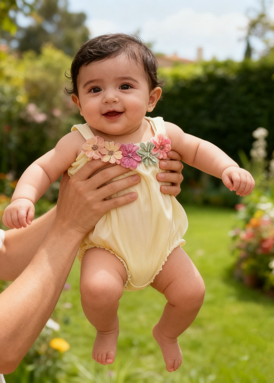 Color Flower Details Romper