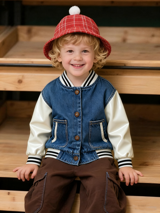 Baseball Denim Mix Jacket (Size 73&80)