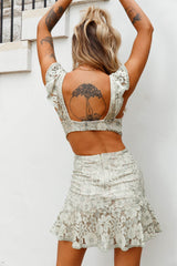 Jackie Pinafore Floral Lace Dress Beige/Olive