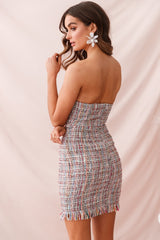 Edith Strapless Tweed Mini Dress Multi