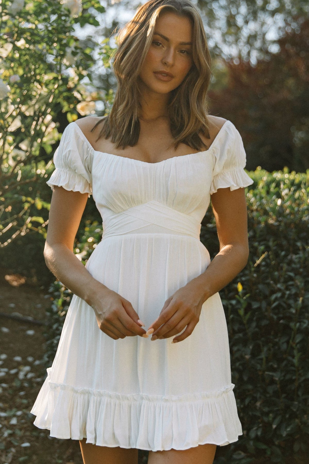 Linka Off-Shoulder Tie Back Dress White