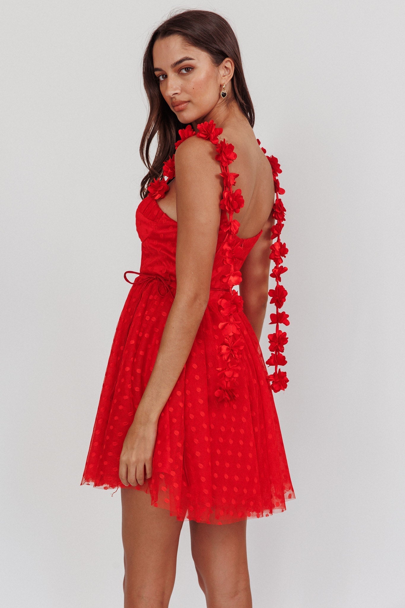 Fairytale Dream Floral Strap Mini Dress Red