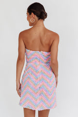 In Paris Embellished Chevron Mini Dress Lilac