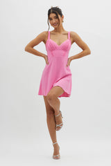 Day Dreamer Pintuck Pleat Mini Dress Hot Pink