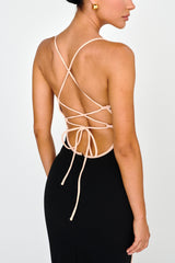 Future Awaits Lace-Up Back Maxi Dress Black