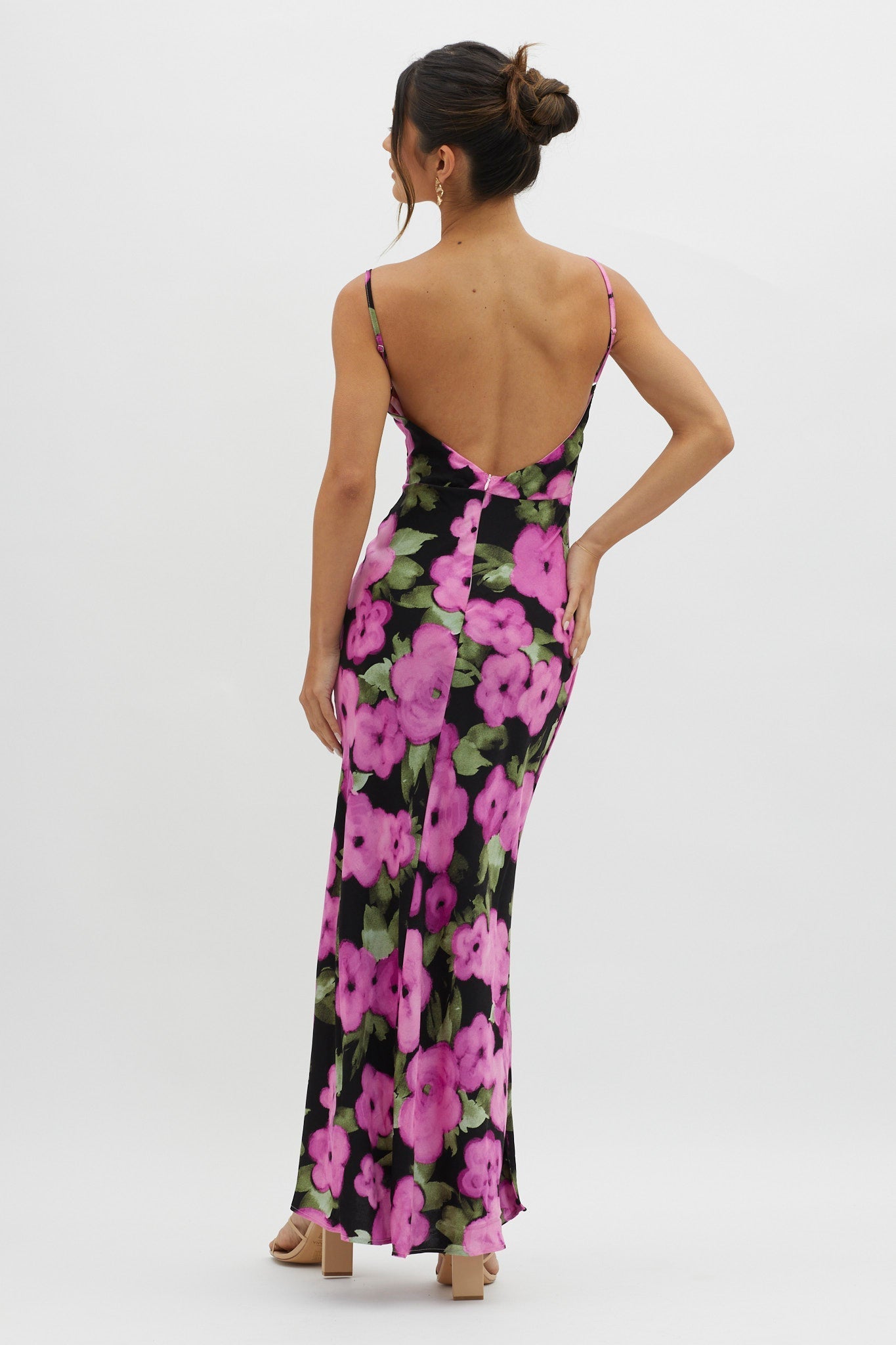 Kasha Low Back Maxi Dress Floral Pink
