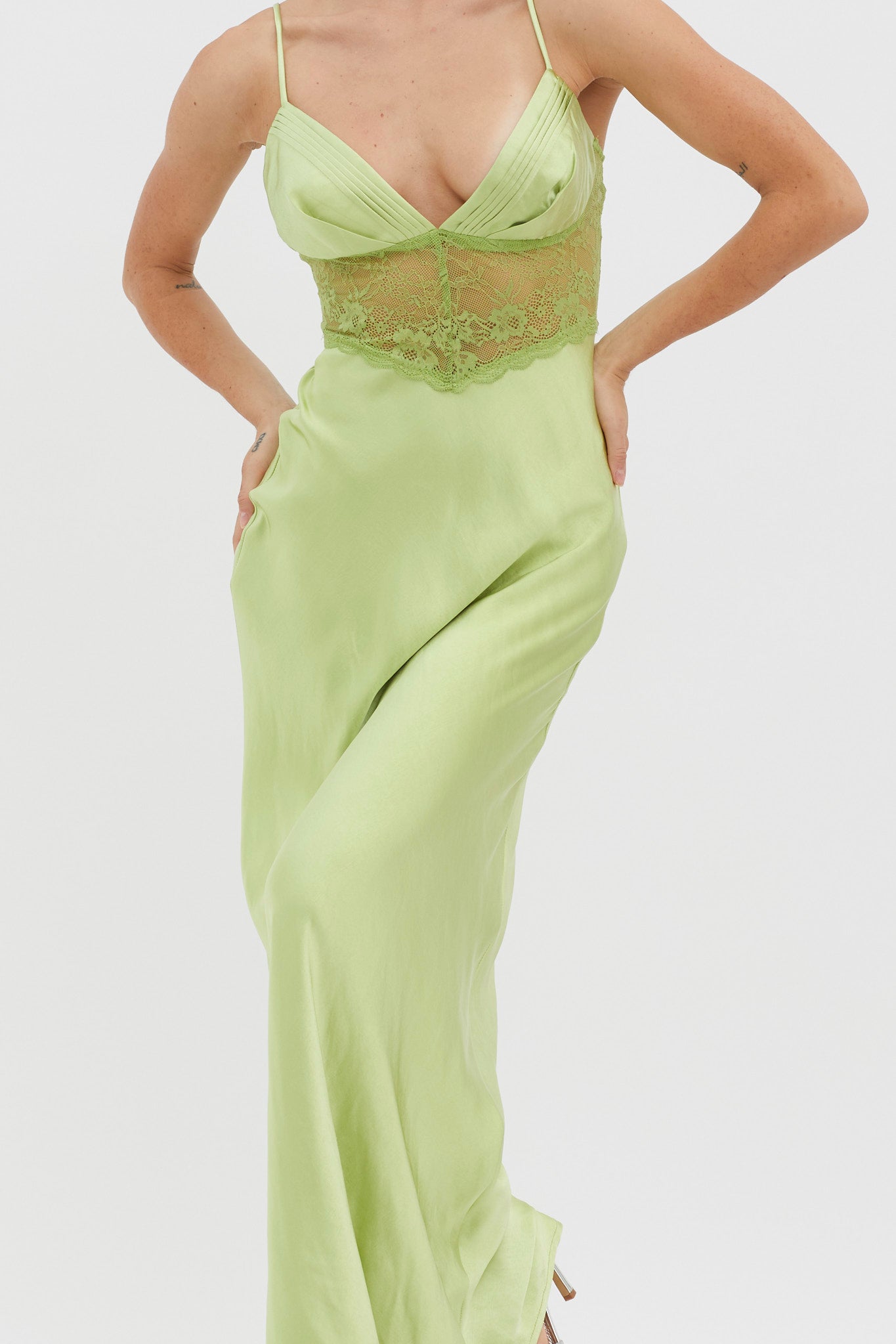 Kinzie Lace Waist Maxi Dress Apple