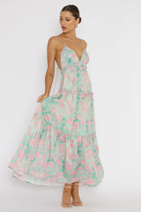 Candid Shot Open Back Midi Dress Floral Pink