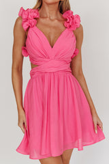 Madara Lace-Up Back Mini Dress Hot Pink