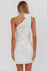 Camil One Shoulder Bow Mini Dress White