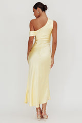 Floret Asymmetric Neckline Midi Dress Butter