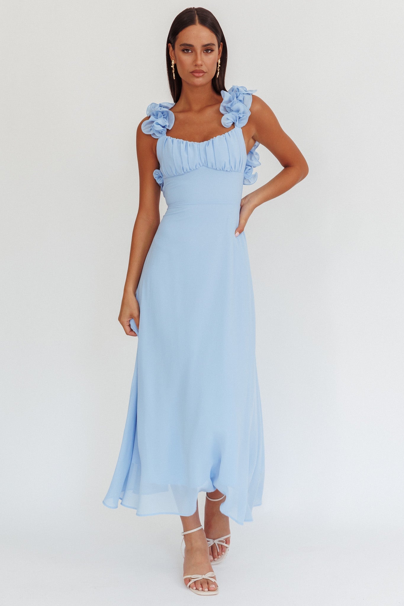 Eloquent Lace-Up Back Maxi Dress Blue