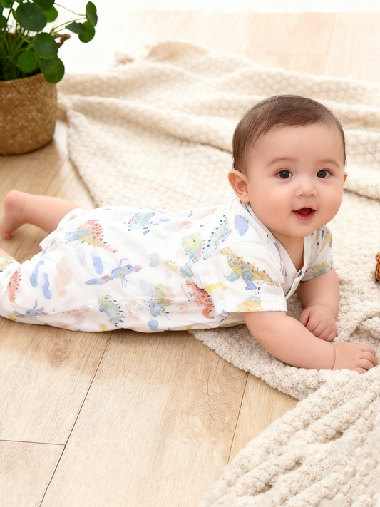 Dinosaur Overlap Romper (Size 80)