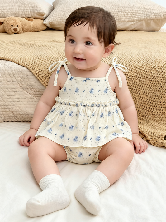 Summer Floral Sleeveless Romper (Size 66&90)