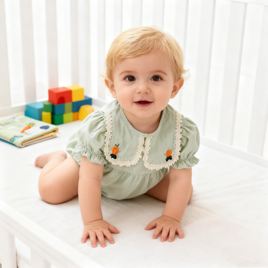 Embroidery Orange Flower Sister Matching