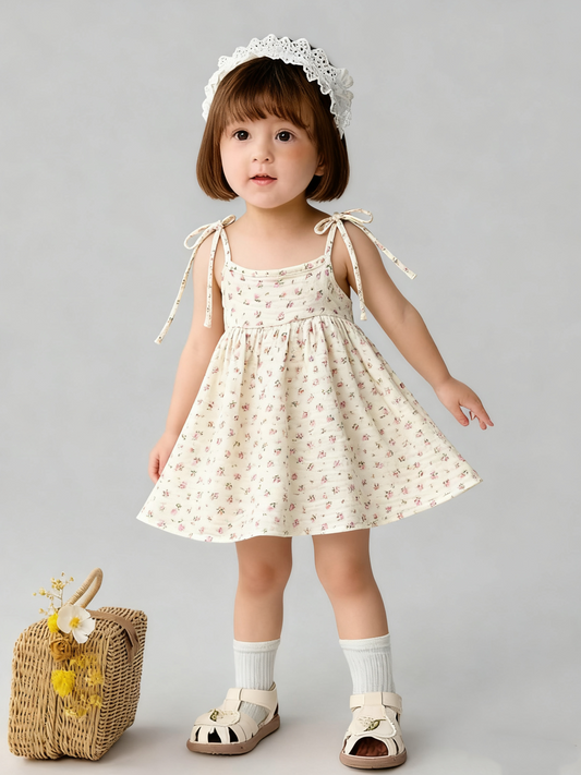 Cotton Rose Self Tie Dress