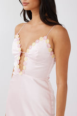 Honeysuckle Floral Neckline Midi Dress Pink