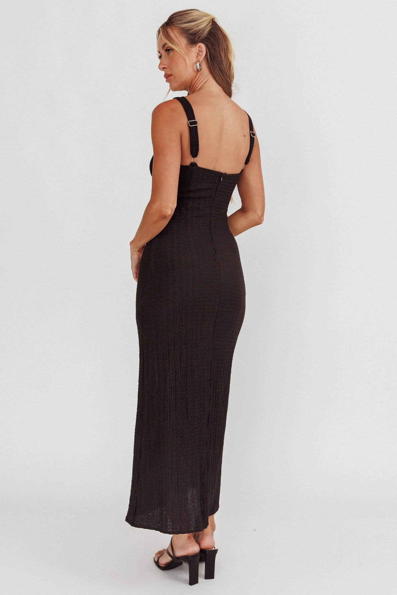 Kharissa Cut-Out Textured Maxi Dress Black
