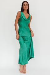 Cecilia Cowl Neck Drape Back Maxi Dress Emerald