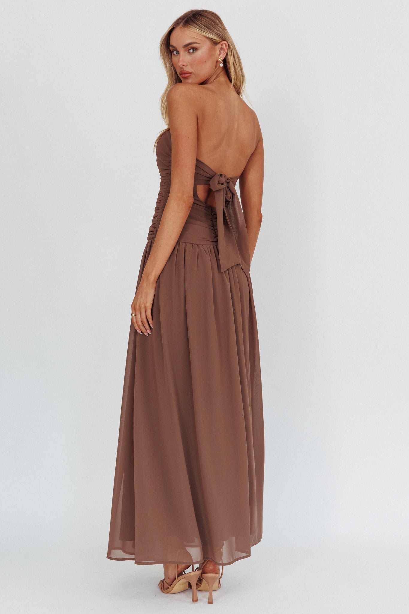High Streets Strapless Maxi Dress Mocha