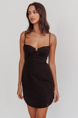 Devoted Structured Detail Bust Cami Strap Dress Black