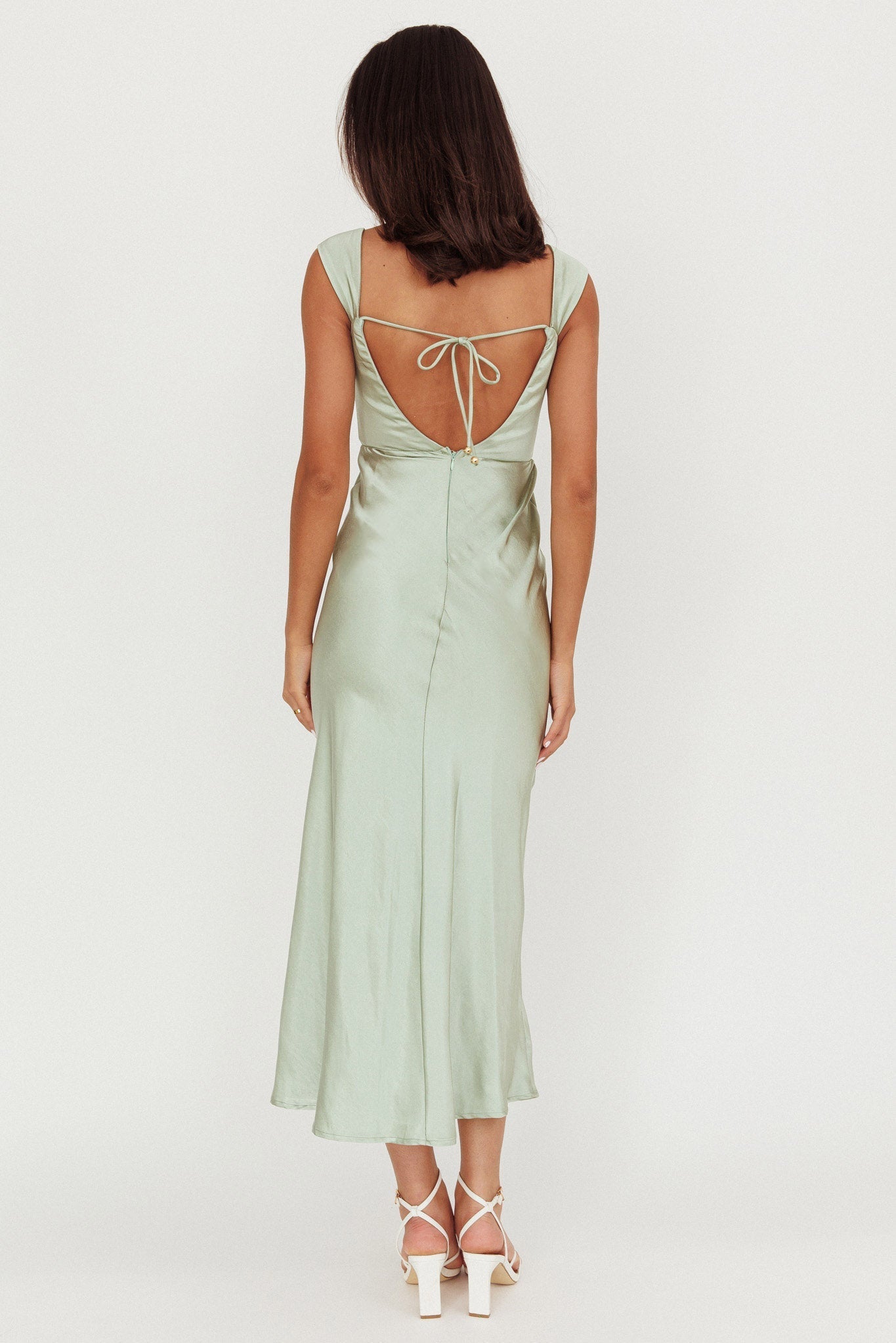 Lucinda Off-Shoulder V-Back Dress Sage