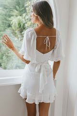 Hand In Mine Ruffle Hem Dress White