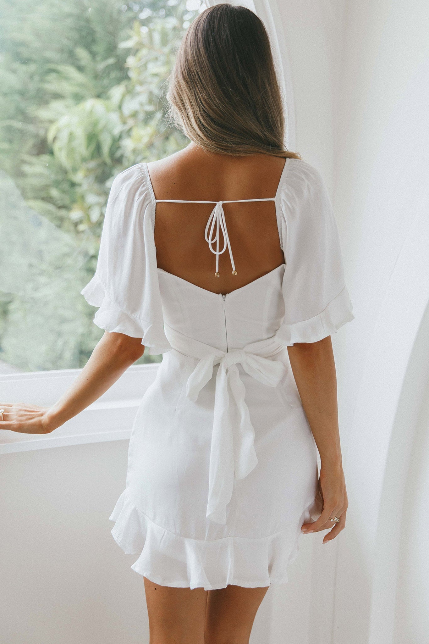 Hand In Mine Ruffle Hem Dress White