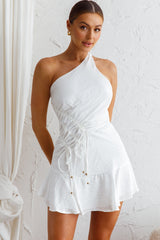 Casa Del Mar One-Shoulder Mini Dress White