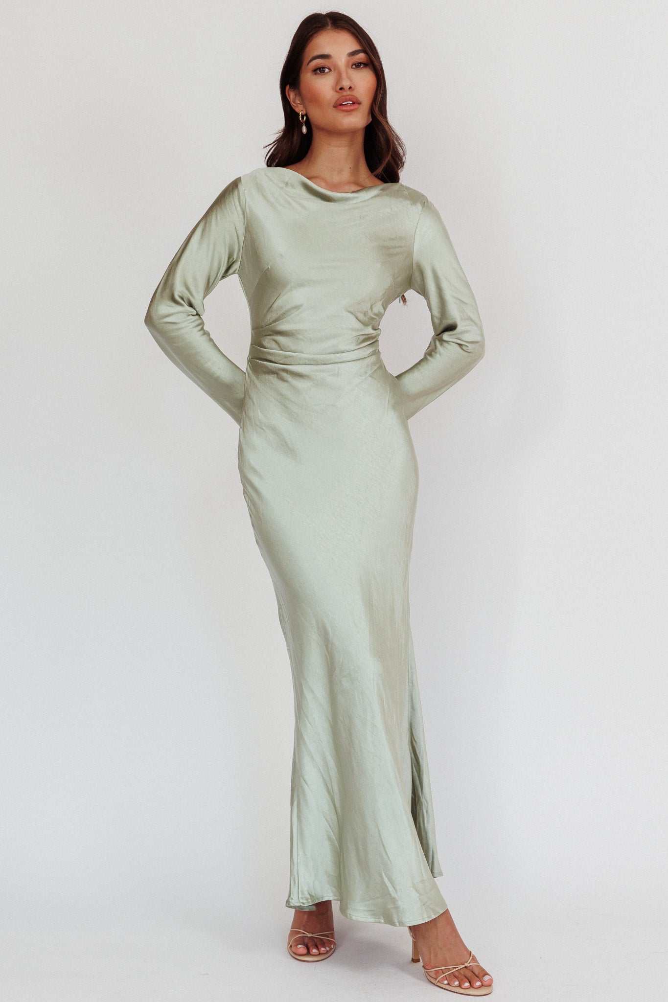 Loveland Cowl Back Midi Dress Sage